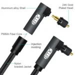 EMK 90 Degree Swivel Adjustable Right Angled 360 Degrees Rotatable Plug Nylon Woven Mesh Optical Audio Cable - Image 3