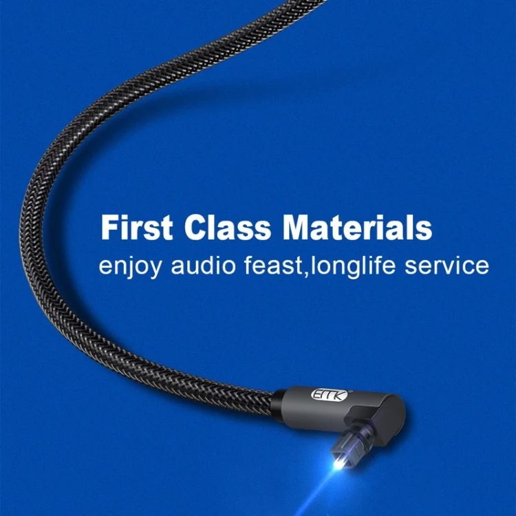 TBD0422744701_B3.webp EMK 90 Degree Swivel Adjustable Right Angled 360 Degrees Rotatable Plug Nylon Woven Mesh Optical Audio Cable - Image 4