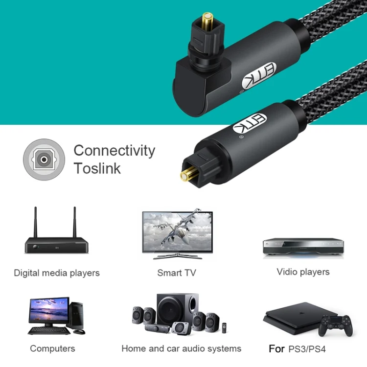 TBD0422744701_B4.webp EMK 90 Degree Swivel Adjustable Right Angled 360 Degrees Rotatable Plug Nylon Woven Mesh Optical Audio Cable - Image 5