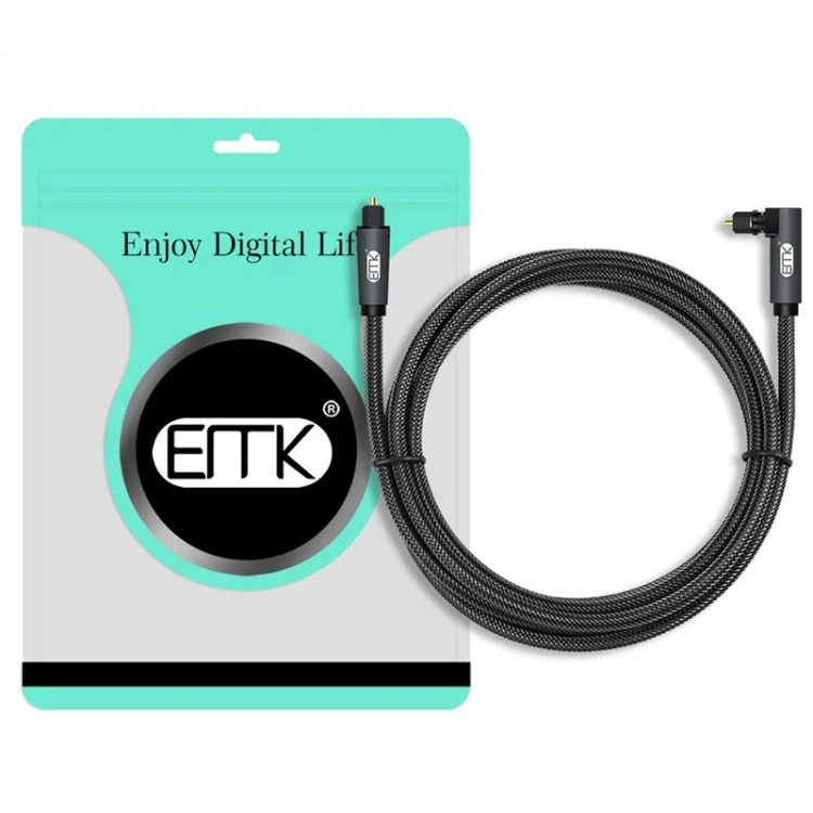 TBD0422744701_B5.webp EMK 90 Degree Swivel Adjustable Right Angled 360 Degrees Rotatable Plug Nylon Woven Mesh Optical Audio Cable - Image 6