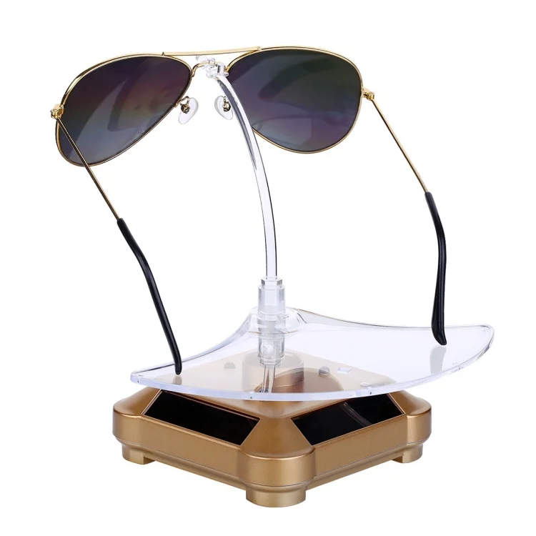 Solar 360 Degree Rotating Turntable Colorful Lights Glasses Display Stand