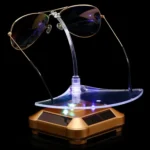Solar 360 Degree Rotating Turntable Colorful Lights Glasses Display Stand - Image 5