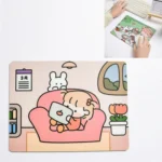 5 PCS Creative Cute Cartoon Rabbit Girl Mouse Pad Laptop Student Mouse Pad