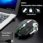 FREEDOM-WOLF X8 2400 DPI 6 Keys 2.4G Wireless Charging Silent Luminous Gaming Mechanical Mouse - Image 6