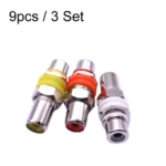 9pcs / 3 Set RCA Female to Female Straight-through Head AV Lotus Butt Joint Extension Head Audio and Video Adapter