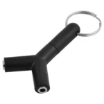 Mini Y Shaped 3.5mm Male to Double 3.5mm Female Jack Audio Headset Adapter Connector Keychain - Image 2