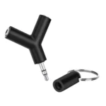 Mini Y Shaped 3.5mm Male to Double 3.5mm Female Jack Audio Headset Adapter Connector Keychain - Image 3