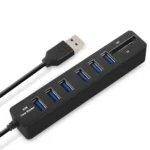 Multi USB 2.0 Hub USB Splitter High Speed 6 Ports with TF SD Card Reader