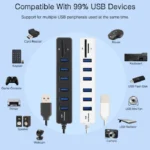 Multi USB 2.0 Hub USB Splitter High Speed 6 Ports with TF SD Card Reader - Image 4