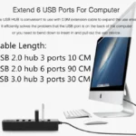 Multi USB 2.0 Hub USB Splitter High Speed 6 Ports with TF SD Card Reader - Image 5