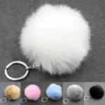 Simple Key Chain Fur Ball Pompon Keychain Pompom Artificial Rabbit Fur Animal Keychains for Woman Car Bag Key Rings - Image 4