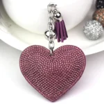 Heart Keychain Leather Tassel Gold Key Holder Metal Crystal Key Chain Keyring Charm Bag Auto Pendant Gift