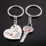 Fashion Heart Key Ring Silver Color Lovers Love Key Chain Valentine Day Gift 1 Pair Couple Keychain - Image 2
