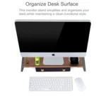 Monitor Stand Riser with Metal Feet for iMac MacBook LCD Display Printer, Lapdesk Tabletop Organizer Sturdy Platform Save Space - Image 3