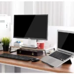 Monitor Stand Riser with Metal Feet for iMac MacBook LCD Display Printer, Lapdesk Tabletop Organizer Sturdy Platform Save Space - Image 6