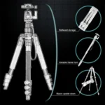 Q555 4-Section Folding Legs Aluminum Alloy Tripod Mount Monopod Holder with Ball Head - Image 5