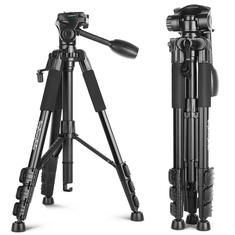 TBD0531385801B_1.webp Q111 4-Section Folding Legs Live Broadcast Aluminum Alloy Tripod Mount with Three-dimensional Damping Tripod Heads - Image 2