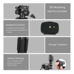 Q111 4-Section Folding Legs Live Broadcast Aluminum Alloy Tripod Mount with Three-dimensional Damping Tripod Heads - Image 11