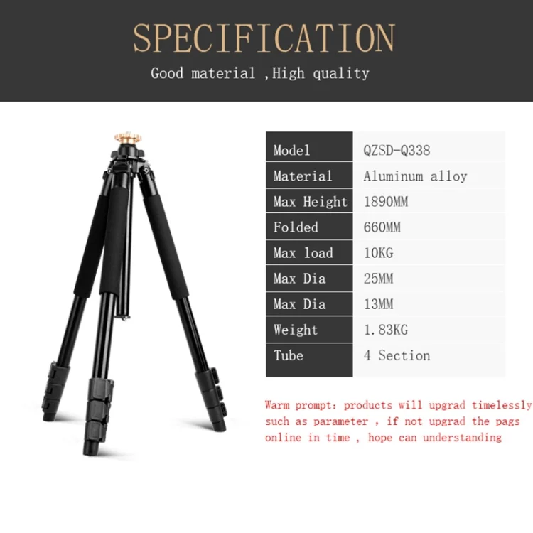 TBD0531798301_11.webp Q338 4-Section Folding Legs Live Broadcast Aluminum Alloy Tripod Mount - Image 12