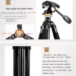 Q338 4-Section Folding Legs Live Broadcast Aluminum Alloy Tripod Mount - Image 7