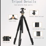 Q338 4-Section Folding Legs Live Broadcast Aluminum Alloy Tripod Mount - Image 9