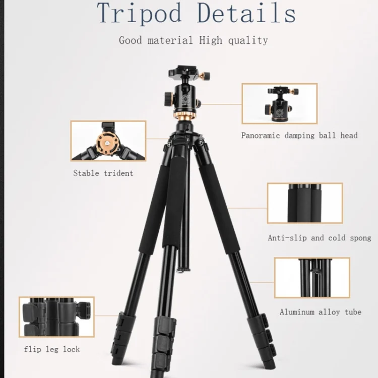 TBD0531798301_8.webp Q338 4-Section Folding Legs Live Broadcast Aluminum Alloy Tripod Mount - Image 9