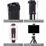 Live Broadcast Tripod Mount Phone Clamp with 1/4 inch Screw Holes & Cold Shoe Base - Image 7