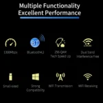 COMFAST CF-727B 1300Mbps Dual Frequency Gigabit USB Desktop Transmitter Receiver Portable Bluetooth V4.2 + WiFi Wireless Network Card - Image 5