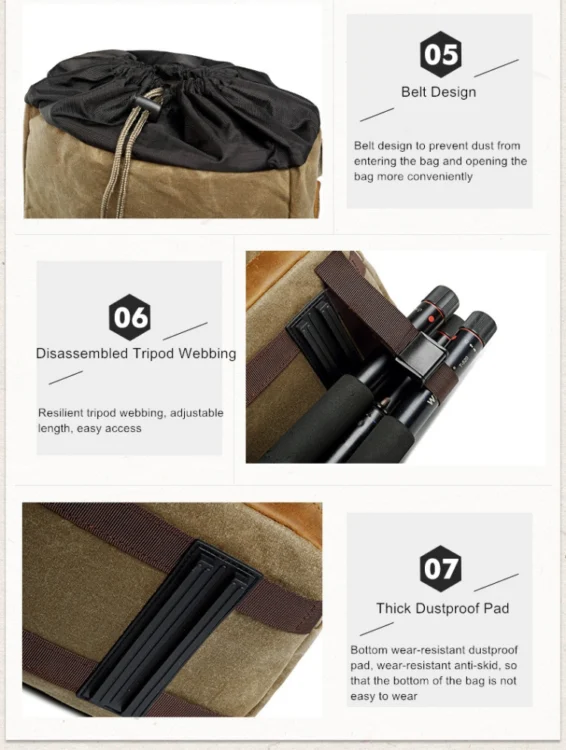 TBD054692101A_14.webp Batik Canvas Waterproof Photography Bag Outdoor Wear-resistant Large Camera Photo Backpack Men for Nikon / Canon / Sony / Fujifilm - Image 15