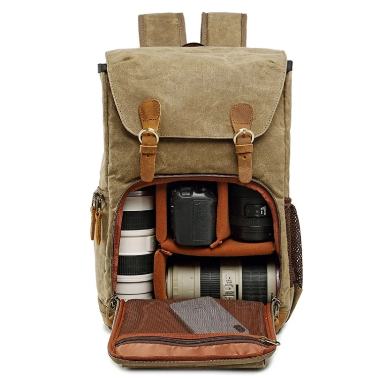 TBD054692101A_2.webp Batik Canvas Waterproof Photography Bag Outdoor Wear-resistant Large Camera Photo Backpack Men for Nikon / Canon / Sony / Fujifilm - Image 3
