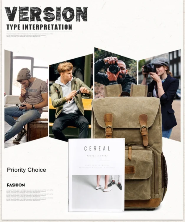 TBD054692101A_6.webp Batik Canvas Waterproof Photography Bag Outdoor Wear-resistant Large Camera Photo Backpack Men for Nikon / Canon / Sony / Fujifilm - Image 7