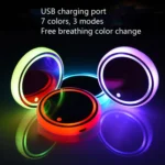2 PCS Car LED Luminous Water Coaster Car Atmosphere Light USB Charging Non-Slip Coaster - Image 5