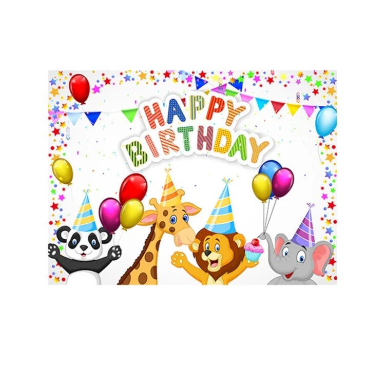 TBD0550766_1.webp 2.1m x 1.5m Children Birthday Theme Party Animal Cartoon Photography Background Cloth - Image 2