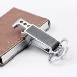 CS-012 3 PCS Lychee Pattern Leather Double Ring Corkscrew Keychain - Image 5