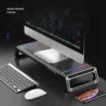ICE COOREL T1 Monitor Increased Rack Foldable Laptop Stand With RGB Lighting & 4xUSB Expansion Interface - Image 11