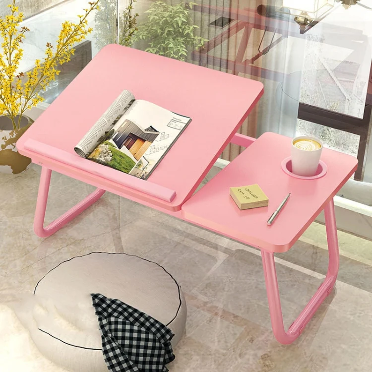 Bed Four-Speed Lifting Table Folding Laptop Desk Adjustable Dormitory Lazy Table with Cup Holder