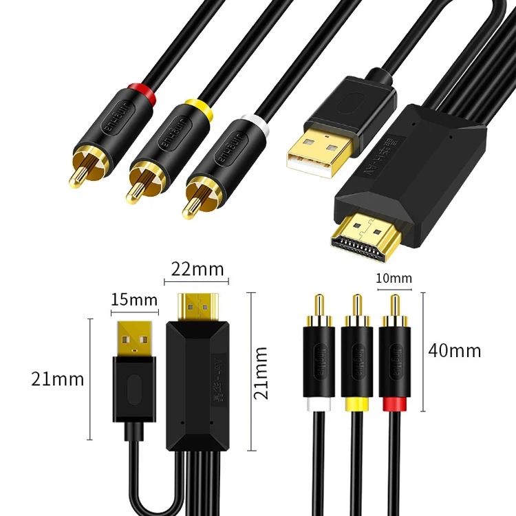 TBD0564294801_B2.webp JingHua HDMI-3RCA HDMI To 3RCA Conversion Cable Set-Top TV Projector AV Lotus Converter Cable - Image 3