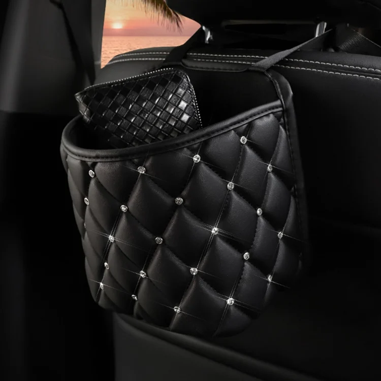 Car Seat Back Storage Bag Personality Diamond-Studded Car Storage Net Bag Car Multi-Function Storage Bag