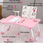USB Folding Computer Desk With Fan & Lamp, Size: 60x40x28cm - Image 3