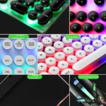 LIMEIDE GTX300 104 Keys Retro Round Key Cap USB Wired Mouse Keyboard, Cable Length: 1.4m - Image 4