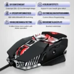 T-WOLF V10 USB Interface 7 Buttons 6400 DPI Gaming Wired Mouse Custom Macro Programming 4-Color Breathing Light Gaming Mouse, Cable Length: 1.5m - Image 4