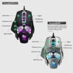 T-WOLF V10 USB Interface 7 Buttons 6400 DPI Gaming Wired Mouse Custom Macro Programming 4-Color Breathing Light Gaming Mouse, Cable Length: 1.5m - Image 5