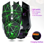 T-WOLF Q15 6-Buttons 1600 DPI Wireless Rechargeable Mute Office Gaming Mouse with 7 Color Breathing Light - Image 7
