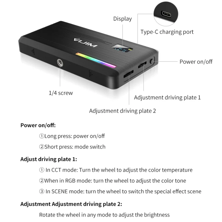 TBD05726210_3.webp Ulanzi VIJIM VL196 Pocket Portable Full Color RGB Fill Light Hand-Held Photography Live Light - Image 4