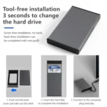 Blueendless 2.5 inch Mobile Hard Disk Box SATA Serial Port USB3.0 Free Tool SSD, Style: - Image 6