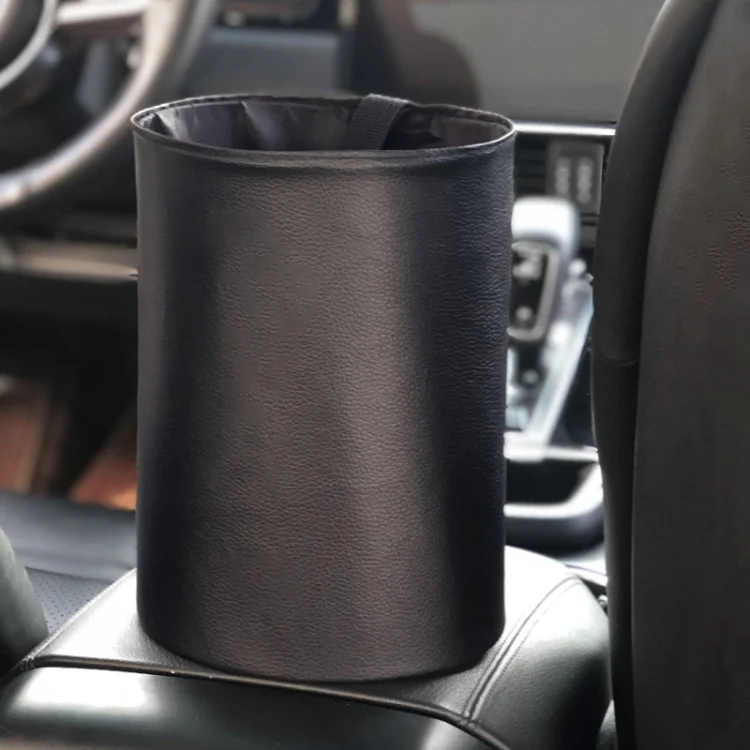 2 PCS Leather Foldable Car Trash Can Mini Chair Back Suspended Waterproof Trash Can