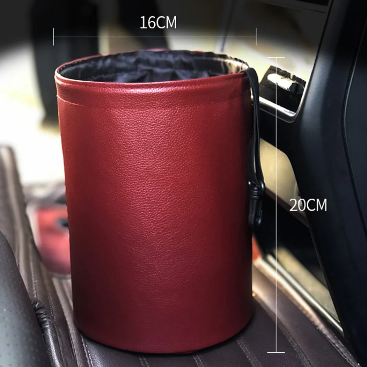 TBD0583678201_B2.webp 2 PCS Leather Foldable Car Trash Can Mini Chair Back Suspended Waterproof Trash Can - Image 3