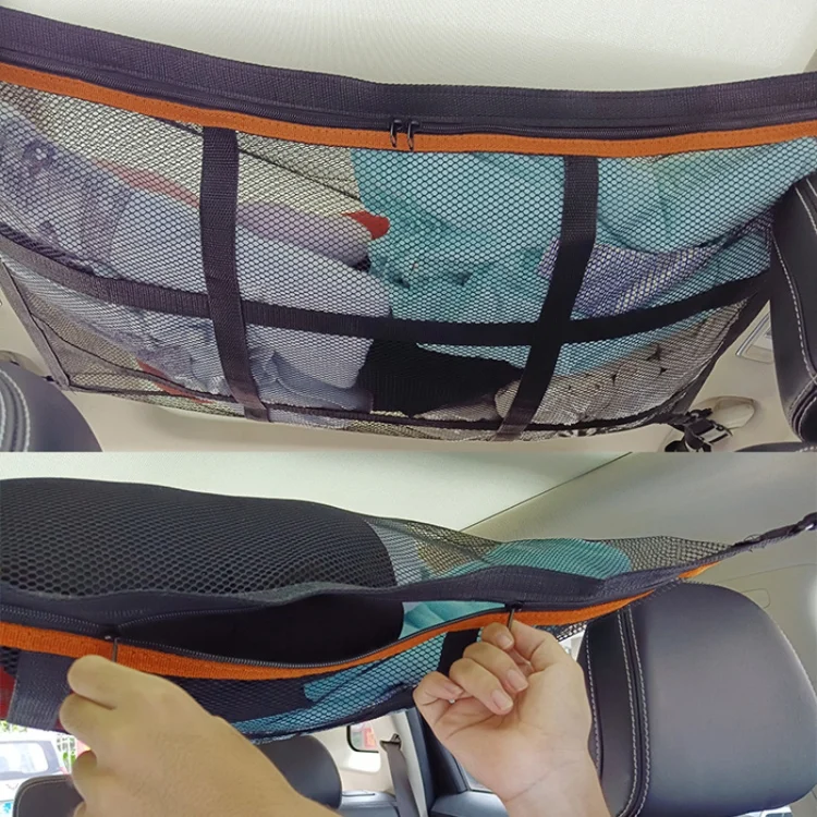 TBD0583679401_B6.webp Adjustable Hanging Car Inside Roof Luggage Clothing Storage Net Bag Car Storage Network Pocket, Size: - Image 7