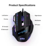 GAMING BLOODBAT GM02 7 Keys USB Wired Optoelectronics Game Mouse Digital Respiratory Lights Mouse - Image 6