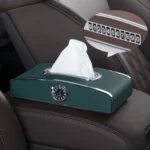 Car Clock Tissue Box Multi-Function Vehicle Instrument Table Paper Towel Box, Style: